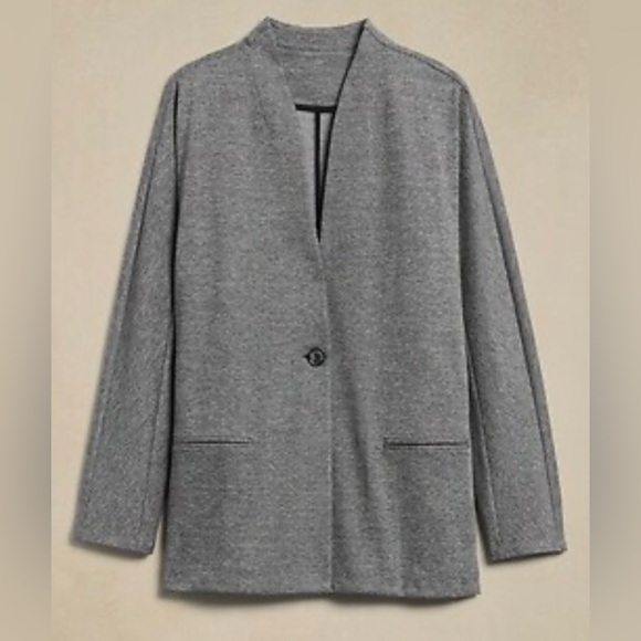 Banana Republic | Black & White Collarless Blazer | Size XL - Picture 5 of 16